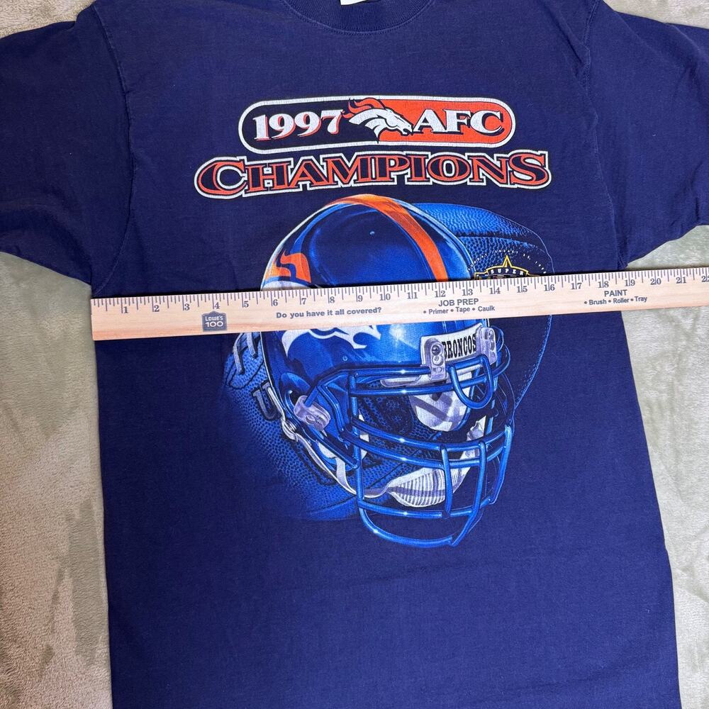 Vintage 1997 Denver Broncos AFC Champions Super Bowl XXXII Graphic T Shirt Blue - Picture 4 of 6